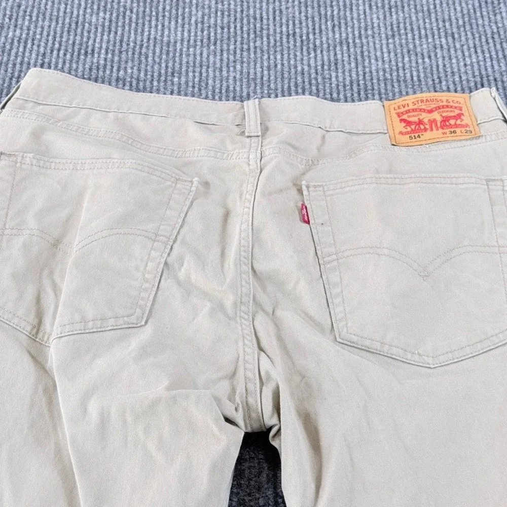 Levis 514 Straight Fit Khaki Tan Pants Mens W36 L29 Cotton Blend 00514-1865
